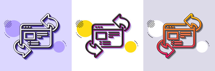 Wall Mural - refresh website line icon. halftone dotted pattern. gradient icon with grain shadow. update web page