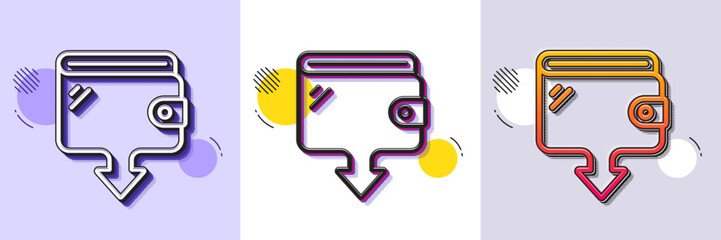 Wall Mural - wallet line icon. halftone dotted pattern. gradient icon with grain shadow. send money purse sign. c