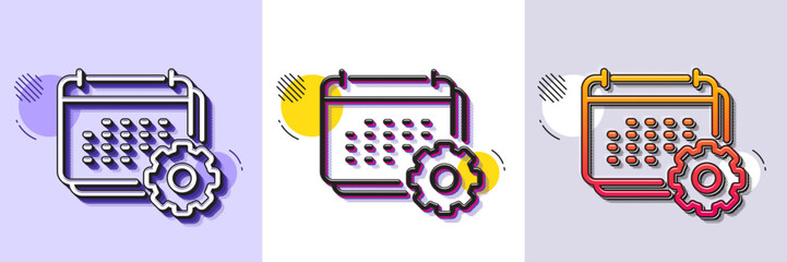 Wall Mural - calendar line icon. halftone dotted pattern. gradient icon with grain shadow. annual planner sign. e