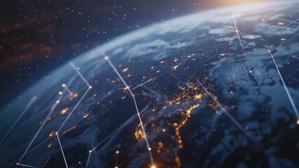 Wall Mural - a view of the earth from space at night showing the illuminated clouds and oceans