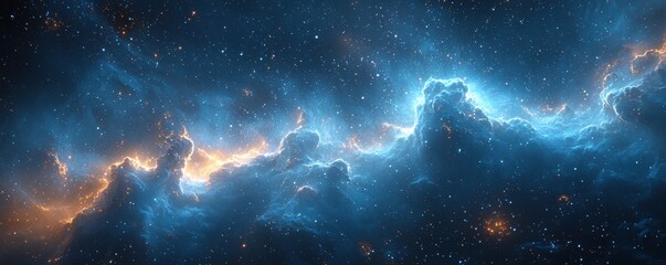 Wall Mural - Beautiful galaxy with blue swirling stars and vibrant glowing core