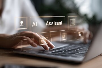 Person using AI assistant on laptop