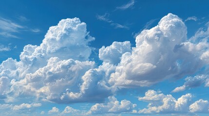 Wall Mural - Bright blue sky with cumulus clouds during the day in a sunny weather condition, beautiful cloudscape