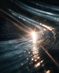 Canvas Print - illuminating fiber optic threads: a striking display of light beams piercing through the intricate f