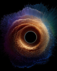 Wall Mural - celestial resonance: a cosmic dance unfolds as radiant, multi-colored lines swirl around a dark void