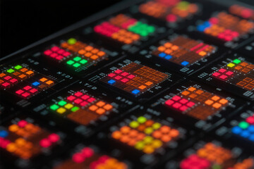 black electronic device with numerous colorful buttons 