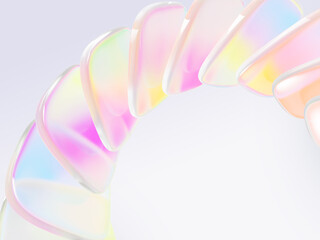 Wall Mural - 3d background with liquid glass wave effect of pearlescent rainbow square plates. holographic irides