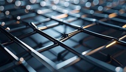 Metal Wire Grid Industrial Strength Abstract Pattern in Steel Tones