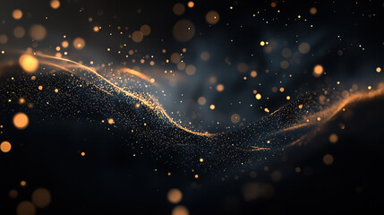 Wall Mural - A dark black background with particles or elements randomly drifting in space. 