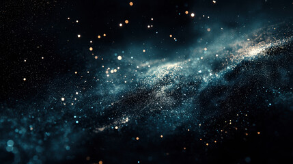 Wall Mural - A dark black background with particles or elements randomly drifting in space. 