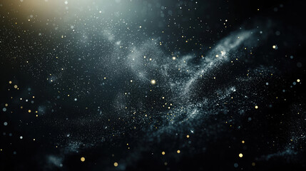 Wall Mural - A dark black background with particles or elements randomly drifting in space.
