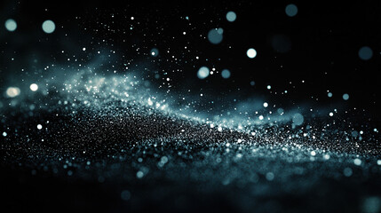 Wall Mural - A dark black background with particles or elements randomly drifting in space. 