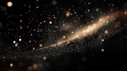 Wall Mural - A dark black background with particles or elements randomly drifting in space. 