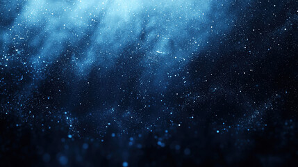 Wall Mural - A dark blue background with particles or elements randomly drifting in space. 
