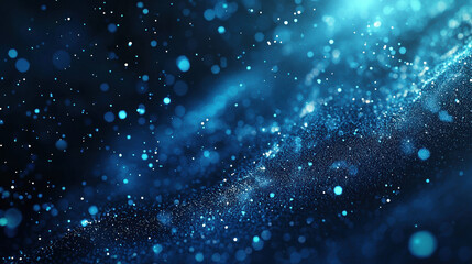 Wall Mural - A dark blue background with particles or elements randomly drifting in space. 