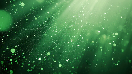 Wall Mural - A green background with particles or elements randomly drifting in space. 