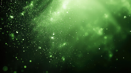 Wall Mural - A green background with particles or elements randomly drifting in space.