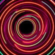 © Alexandra - Oscillating loops with pop art, speculative modeling and bright concentric circles twisting with neon glow mesmerizing and variating patterns