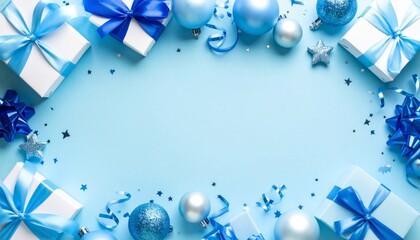 Wall Mural - blue christmas holiday background with