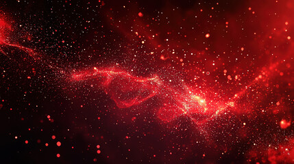 Wall Mural - A red background with particles or elements randomly drifting in space. 