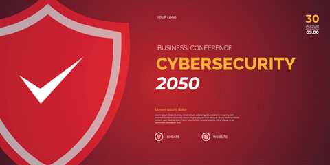 Wall Mural - Modern Business conference Cyber security invitation poster template. Abstract geometric background with space for your text. Ideal for web banner, poster, flyer, social media