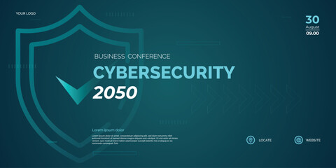 Wall Mural - Modern Business conference Cyber security invitation poster template. Abstract geometric background with space for your text. Ideal for web banner, poster, flyer, social media