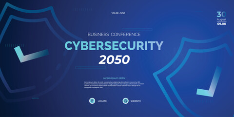 Wall Mural - Modern Business conference Cyber security invitation poster template. Abstract geometric background with space for your text. Ideal for web banner, poster, flyer, social media