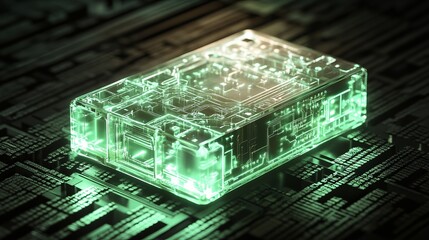 Wall Mural - futuristic glowing circuit board cube for cutting-edge technology and innovation visuals