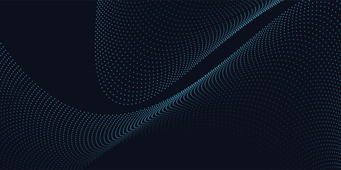 Dotted dynamic and abstract digital design with flowing blue waveforms against a dark background,smooth, curving line modern abstract modern