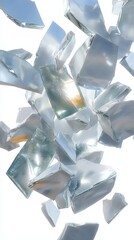 Wall Mural - a mesmerizing display of perfectly formed ice cubes suspended in mid air against a plain minimalist 