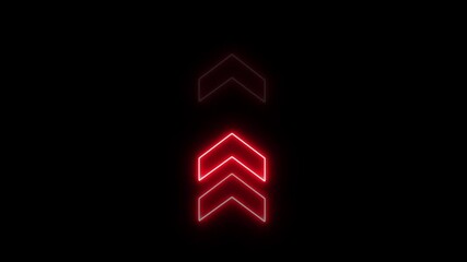 Wall Mural - Neon seamless loop arrow icon. Up arrow animation on black background.