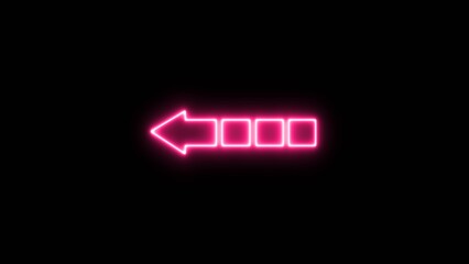 Wall Mural - Neon arrow icon on 3d illustration. Abstract glowing neon light arrow icon on black background.