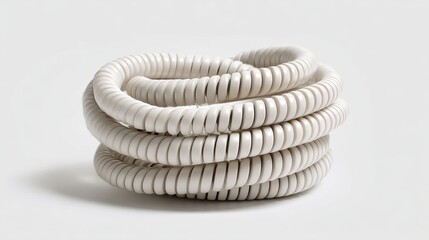 Wall Mural - tightly coiled white spiral cable creates a clean, modern, and organized aesthetic for technology or