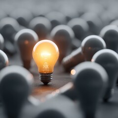 Wall Mural - minimalist conceptual artwork featuring a dim group of light bulbs