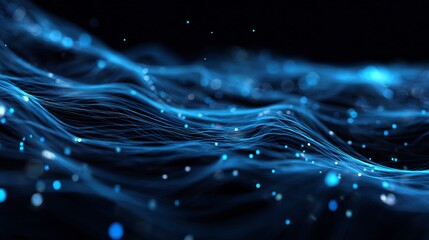 Wall Mural - stunning blue digital waves with glowing particles create a futuristic, high-tech abstract backgroun