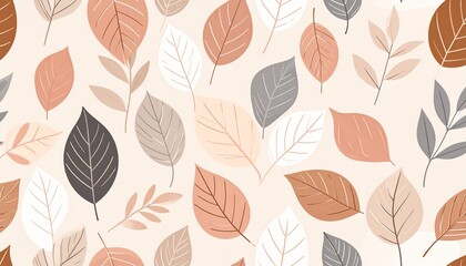 Naklejka na meble Scandinavian Leaf Motif - Neutral Tones