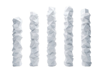 Wall Mural - Five white textured sticks isolated on transparent background