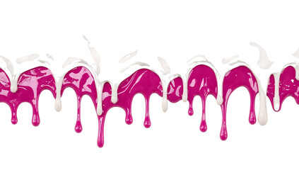 Wall Mural - whimsical drips of vivid pink and white paint creating an abstract, modern design element for