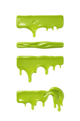 Wall Mural - green slime drips isolated on transparent surface offer vibrant, abstract textural element