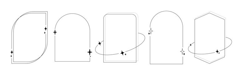Wall Mural - Simple Star Icon with Line Art Frame