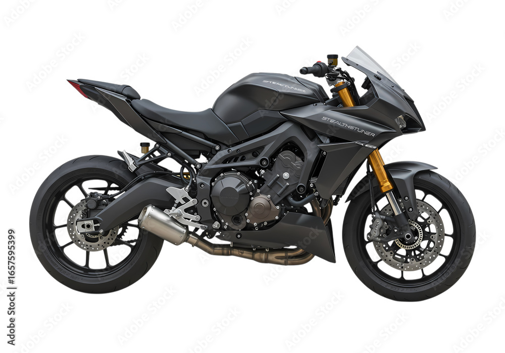 Motorcycle R1 Side Yamaha R1 Motorcycle: Black Sportbike, Studio Shot, Side View isolated ...