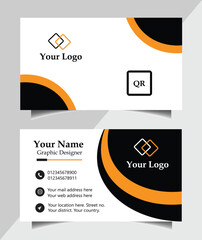 Modern business card design with orange and black accents and customizable text fields