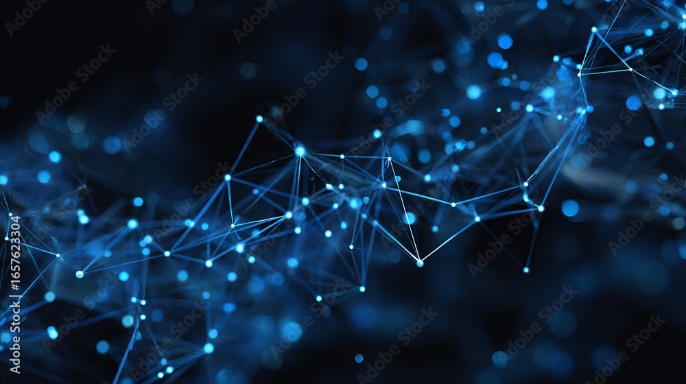 Abstract glowing blue network connections create a futuristic ...
