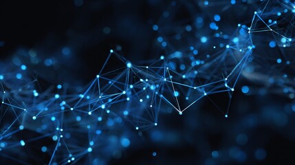 Wall Mural - abstract glowing blue network connections create a futuristic, interconnected digital data flow.