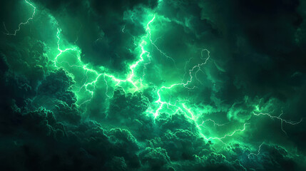 Sticker - a dramatic bolt of thunder striking from a vibrant green cloud.