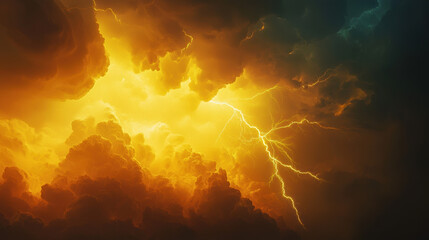 Sticker - A dramatic bolt of thunder striking from a vibrant yellow cloud. 