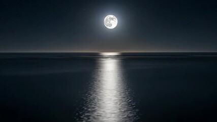 moonlit ocean reflection - a bright full moon casts a long, shimmering path of light across the dark