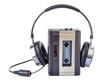 © Muksitur - Retro cassette player with headphones isolated on transparent background, a vintage portable audio device for listening to music on the go