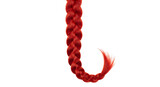A striking red braid isolated on transparent background, highlighting the beauty and style of this woven hairstyle, ideal for fashion and design projects