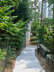 Canvas Print - It is a walking trail with downhill stairs.